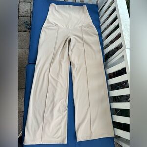 G4free Size L Maternity Dress Flare Yoga Pants Stretchy Beige